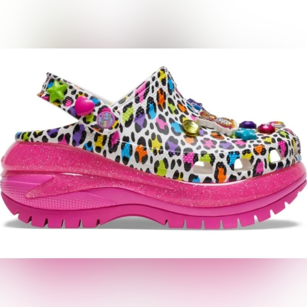 Lisa Frank CROCS Mega Crush❤️❤️colorful Leapard Print - Picture 1 of 2
